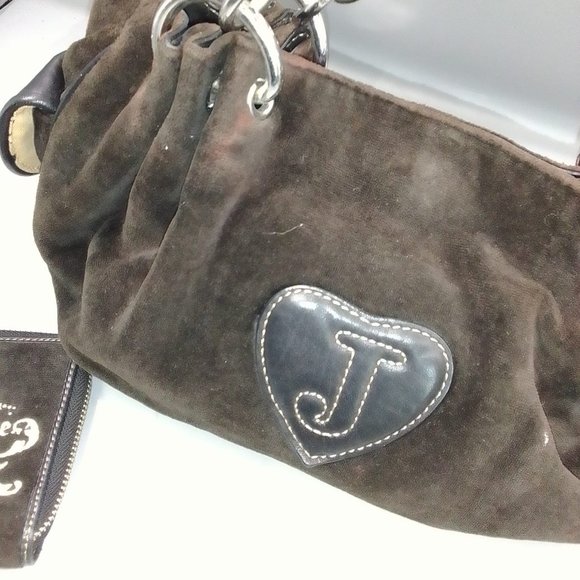 Juicy Couture Y2K 'Once Upon a Time' Bag & Purse Set 90's Brown Velour Vintage - Picture 9 of 12